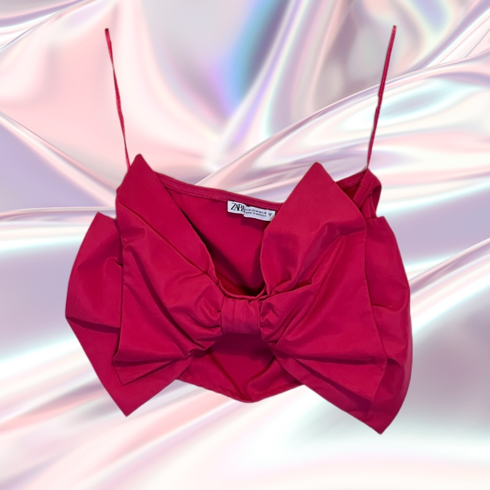 Zara Pink Bow Crop Top